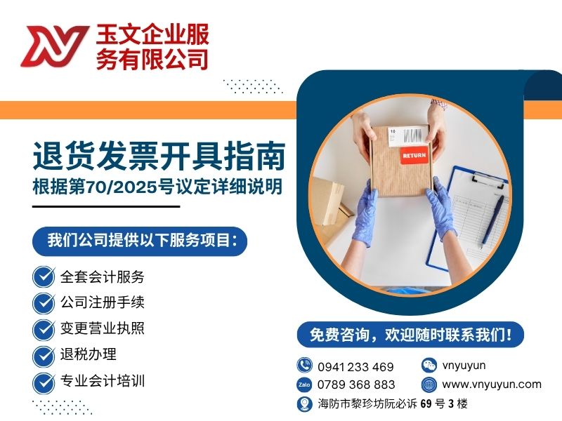 退货发票开具指南：根据第70/2025号议定详细说明